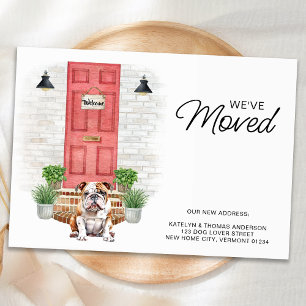 We've Moved English Bulldog Red Door Dog Moving  Announcement