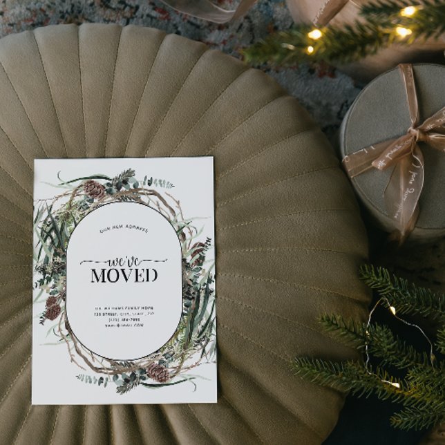 We've Moved Eucalyptus Dusty Moving Announcement (Sending your family and friends a festive 'We've Moved!' Christmas card!
)