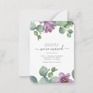 We've Moved Eucalyptus Green Purple Foliage Moving Card