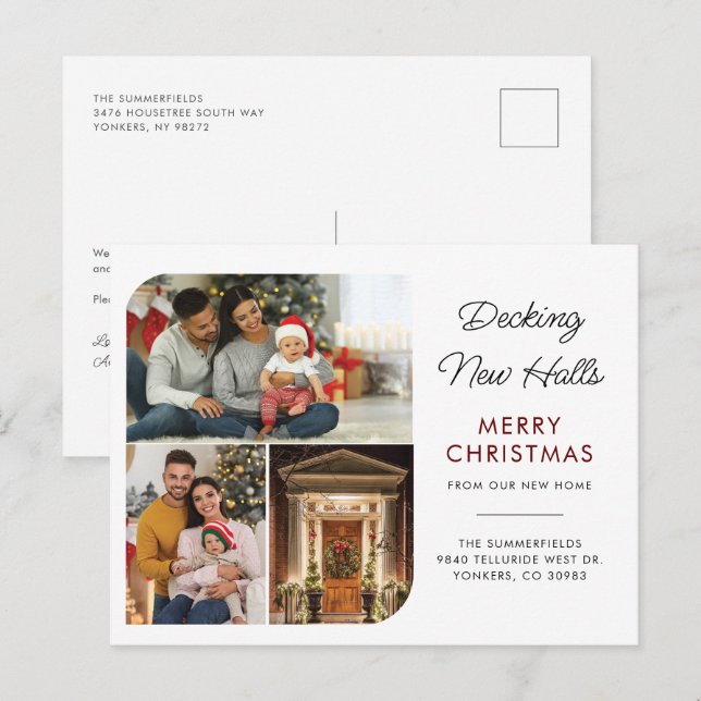 We've Moved Family Christmas Photos Moving Announcement Postcard (Front/Back)