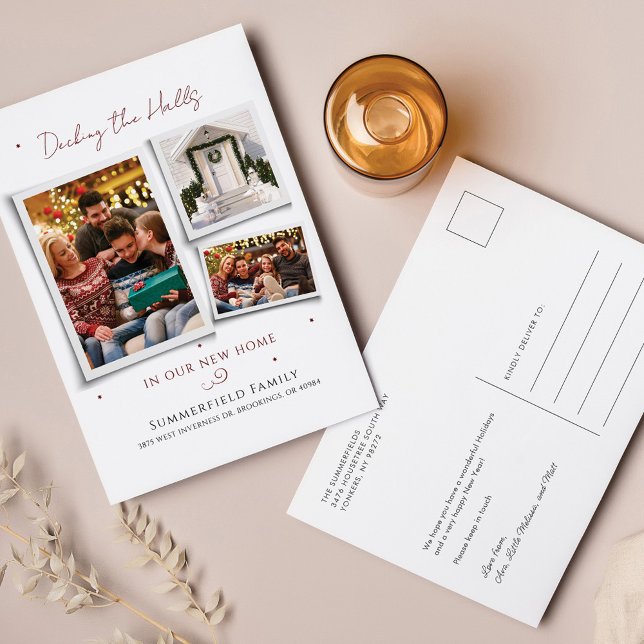 We've Moved Family Christmas Photos New Address Holiday Postcard (Moving Home Family Photo Collage New Address Update Postcard)
