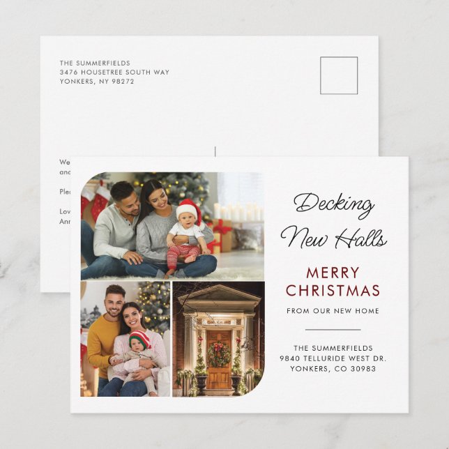 We've Moved Family Photo Collage Christmas Moving Holiday Postcard (Front/Back)