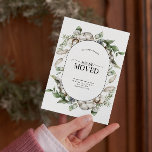We've Moved Farmhouse Announcement Postcard<br><div class="desc">We've Moved! Don't let the dust settle on your old address- update your friends and family with our We've Moved Farmhouse Christmas Greenery Holiday Moving Announcement. This chic and modern announcement features a watercolor design, with cotton bolls and winter botanical greenery. The modern pill-shaped inset frame is perfect for showing...</div>