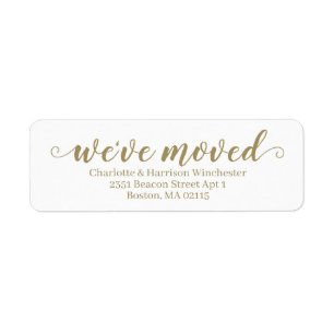 We've Moved faux gold white custom script moving