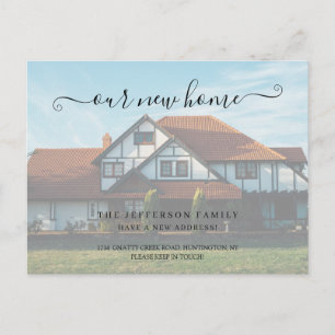 We've Moved Faux Vellum Effect Photo Moving Announcement Postcard