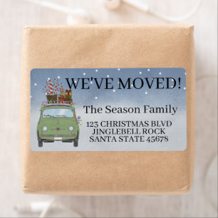 We've Moved Fiat 500 Christmas Gifts Label