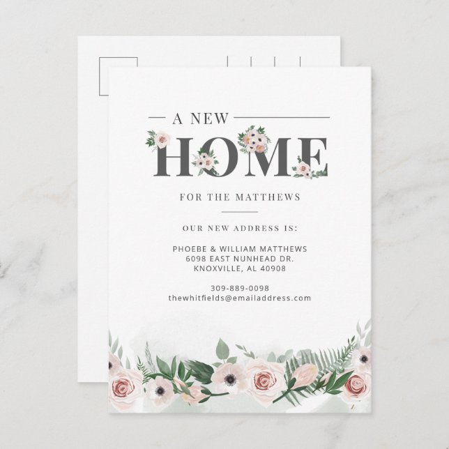 We've Moved Floral Change of Address Moving Announcement Postcard (Front/Back)