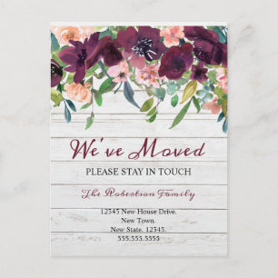 We've Moved Floral Change of Address New Home Postcard