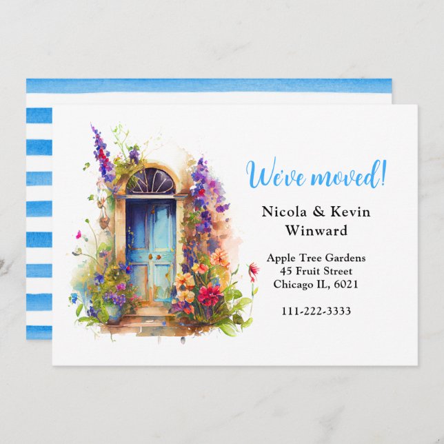 We've Moved Floral Lavender Flowers Door Announcement (Front/Back)
