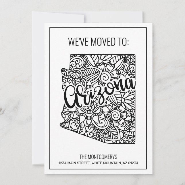 We've Moved Floral Mandala Arizona State New Home Announcement (Front)