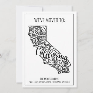 We've Moved Floral Mandala California State Home Announcement