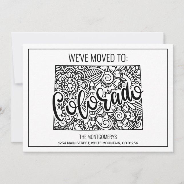 We've Moved Floral Mandala Colorado State Home Announcement (Front)
