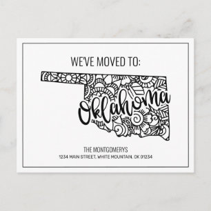We've Moved Floral Mandala Oklahoma State Announcement Postcard