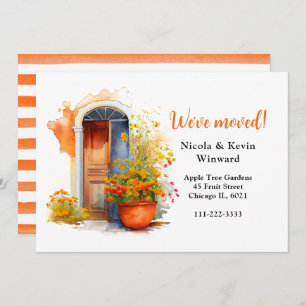 We've Moved Floral Orange Flowers Door Announcement