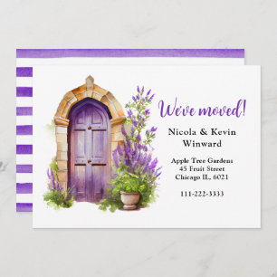 We've Moved Floral Purple Lavender Door Announcement