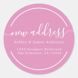 We've Moved Fuchsia Pink New Address Classic Round Sticker