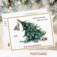 We've Moved Fun Cat and Tree Christmas