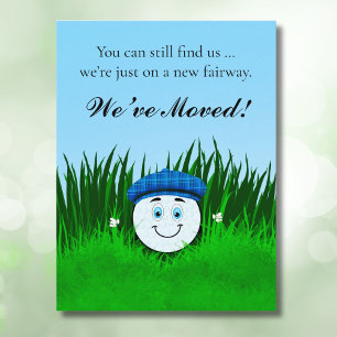 We've Moved Funny Golf Ball in Rough Personalized Postcard