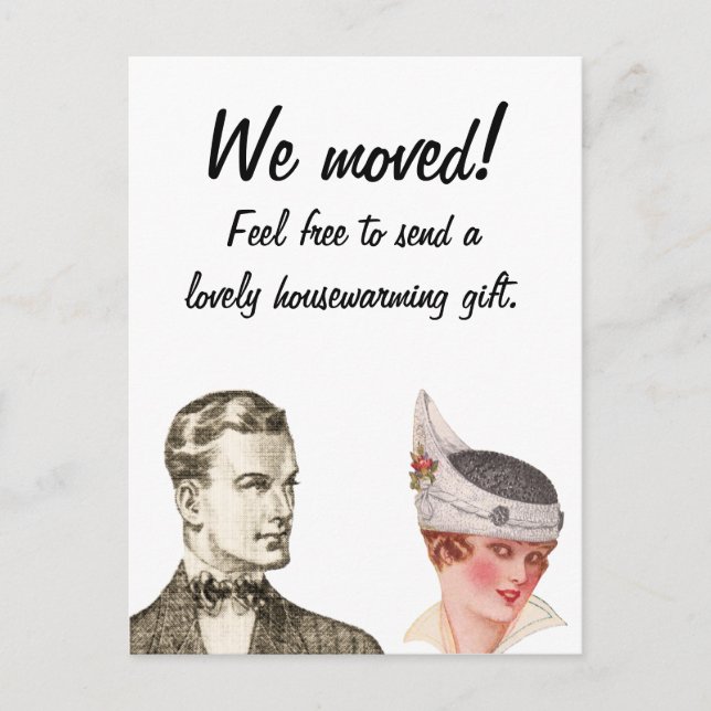 We've Moved Funny Vintage Announcement Postcard (Front)