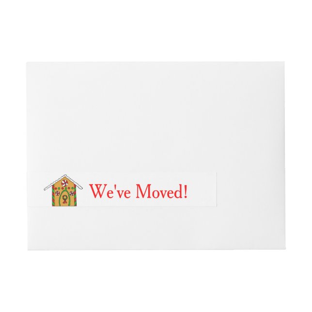 We've Moved Gingerbread house Christmas label (Front)