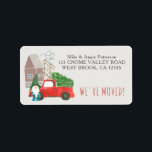 We've Moved Gnome and Christmas Truck New Address Label<br><div class="desc">Christmas gnome themed New Address labels which you can edit to read We've Moved or I've Moved as well as add your name(s) and new address. The design has a  traditional vintage red truck with Christmas Tree on the back,  a trendy gnome and a whimsical new house.</div>