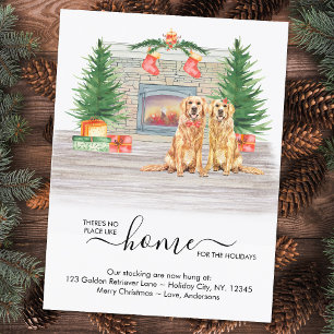 We've Moved Golden Retriever Dog Holiday Moving Announcement Postcard