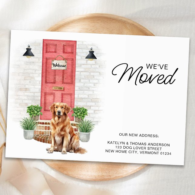 We've Moved Golden Retriever Red Door Dog Moving  Announcement (Creator Uploaded)