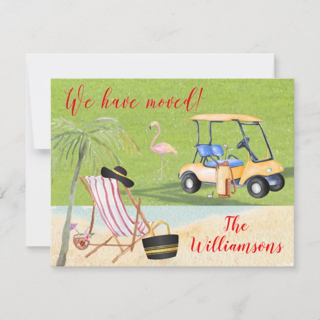 We've Moved Golf Beach Budget FLAT Move  Announcement (Front)