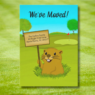 We've Moved Gopher on Golf Course Announcement 