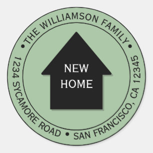 We've Moved Green New Home Address Label