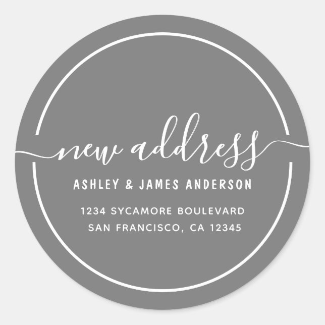 We've Moved Grey New Address Classic Round Sticker (Front)