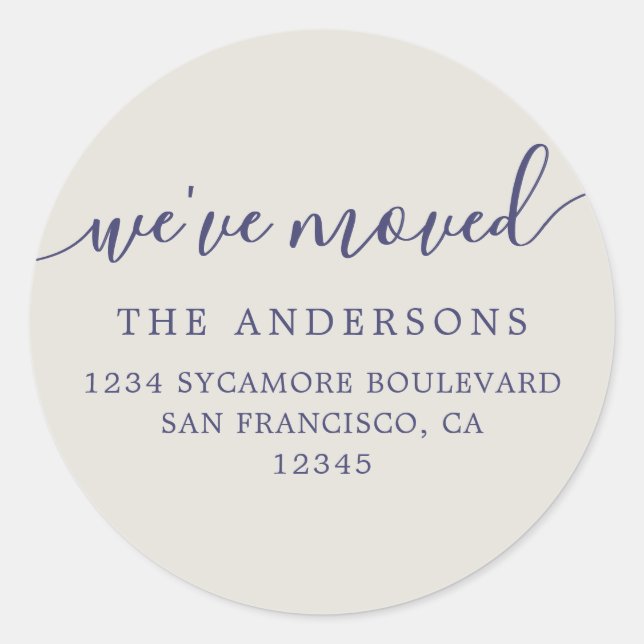 We've Moved Grey New Address label (Front)