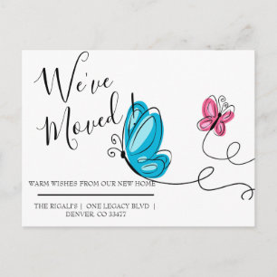 We've Moved hand drawn butterfly Postcard