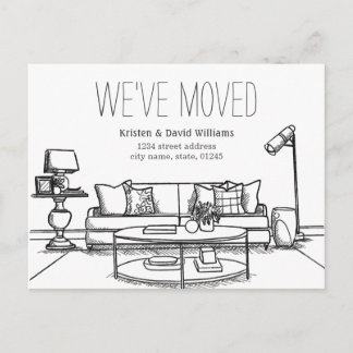 We've Moved Hand Drawn Moving Announcement Postcard