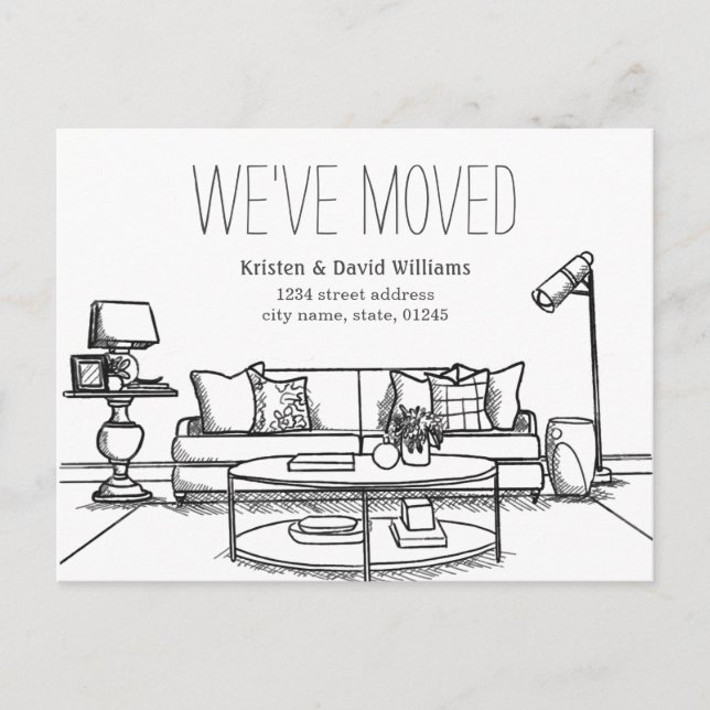 We've Moved Hand Drawn Moving Announcement Postcard (Front)