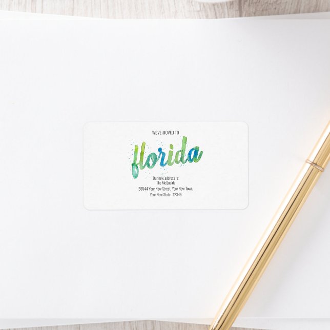 We've Moved Hand Painted Watercolor Florida Moving Label (Creator Uploaded)
