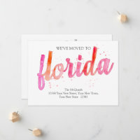 We've Moved Hand Written Watercolor Florida Moving