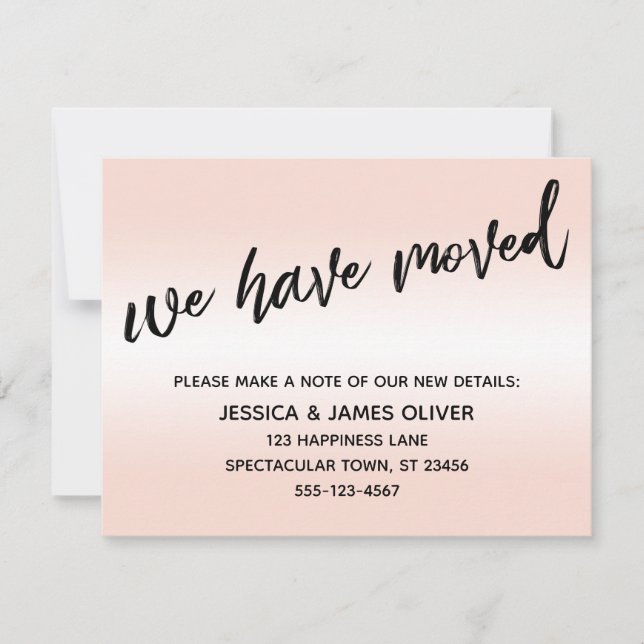 We've Moved Handwriting Blush Pink Ombre Card (Front)