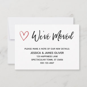 "We've Moved" Handwriting Card with Red Heart