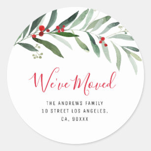 we've moved holiday fern address sticker