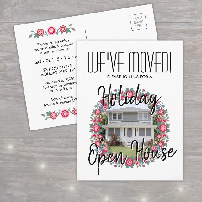 We've Moved Holiday Housewarming Party Photo Announcement Postcard (Creator Uploaded)