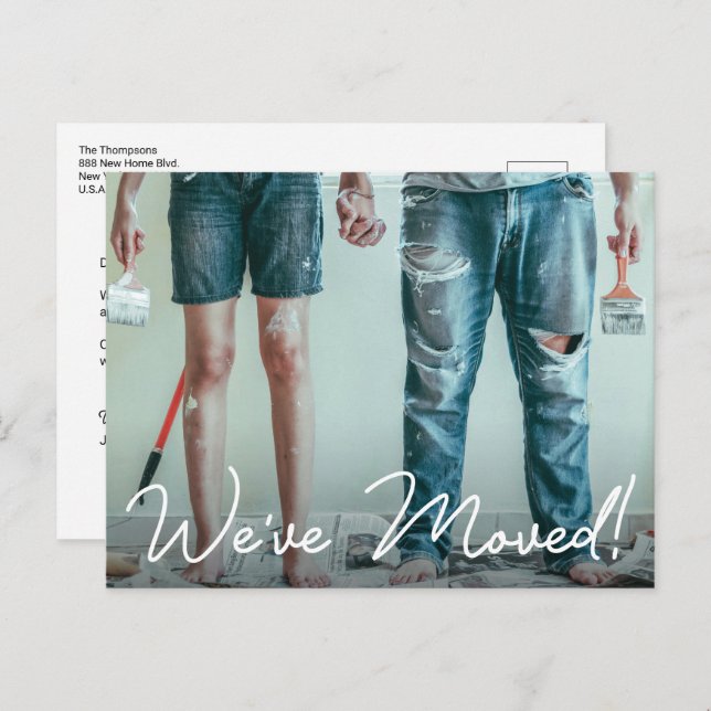 We've Moved home Modern Typography Custom Photo Announcement Postcard (Front/Back)