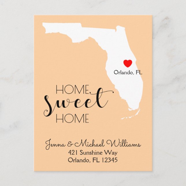 We've Moved | Home Sweet Home Florida Announcement Postcard (Front)