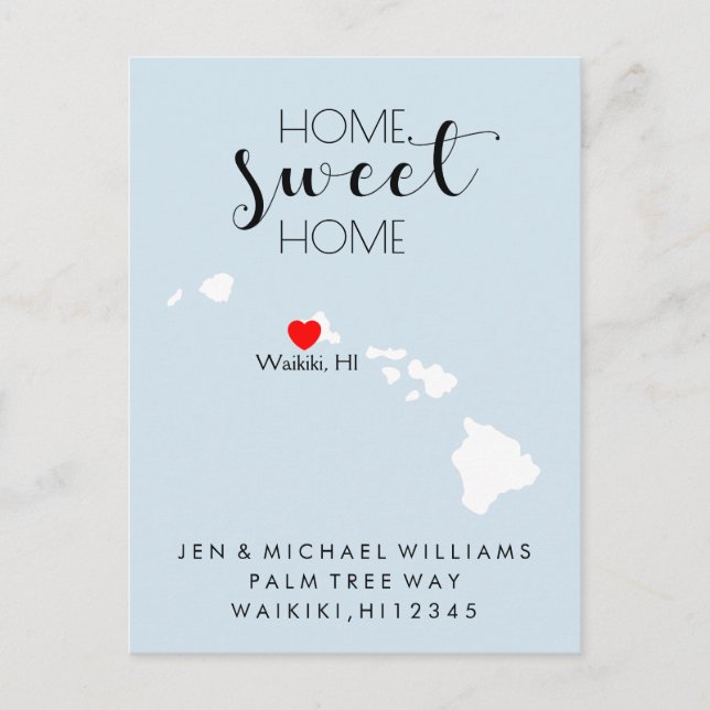 We've Moved | Home Sweet Home Hawaii Announcement Postcard (Front)