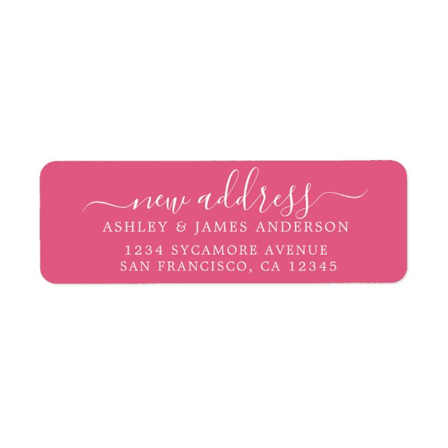 We've Moved Hot Pink New Address label (Front)