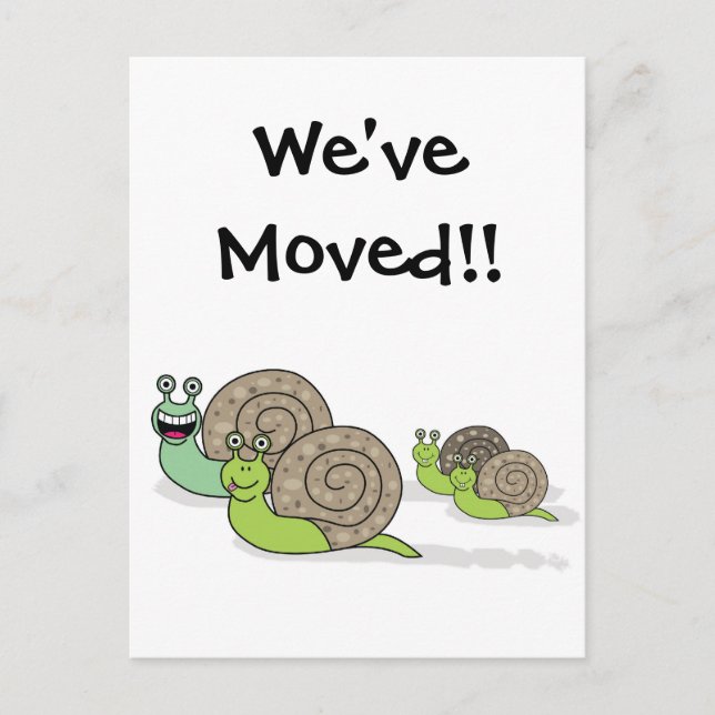 We've Moved House Snails Announcement Postcard (Front)