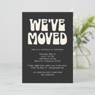 We've Moved Housewarming Party Black Retro Invitation