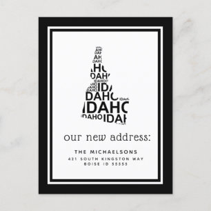 We've Moved Idaho Typography Holiday Postcard