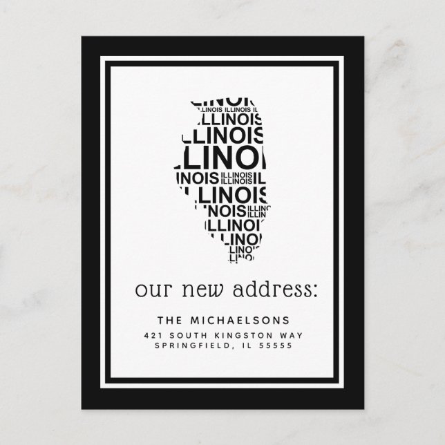 We've Moved | Illinois Typography Holiday Postcard (Front)
