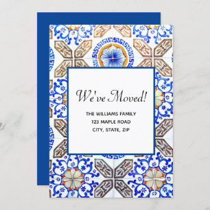 We've Moved Italian Blue New Address  Invitation